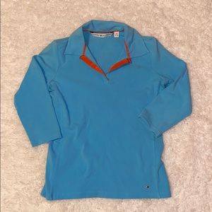 Tommy Hilfiger Quarter Sleeve Sky Blue Colorful Bright Blouse Career Top M25